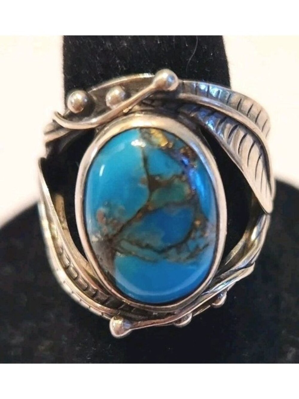 Vintage Navajo Turquoise Sterling Silver Ring Size 6 Handcrafted Southwest